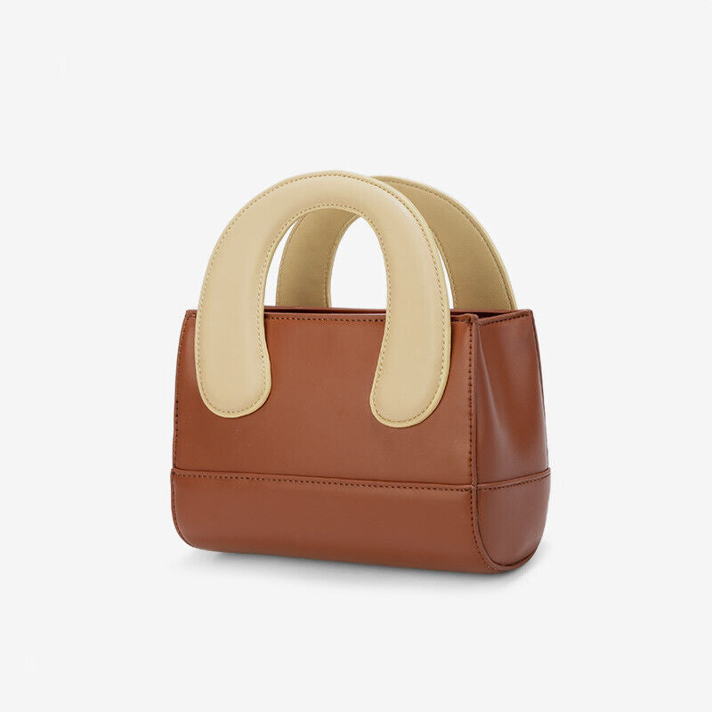 Small Mini Oversized Handles Leather Tote Clutch Box Handbag Purse Shoulder Bag