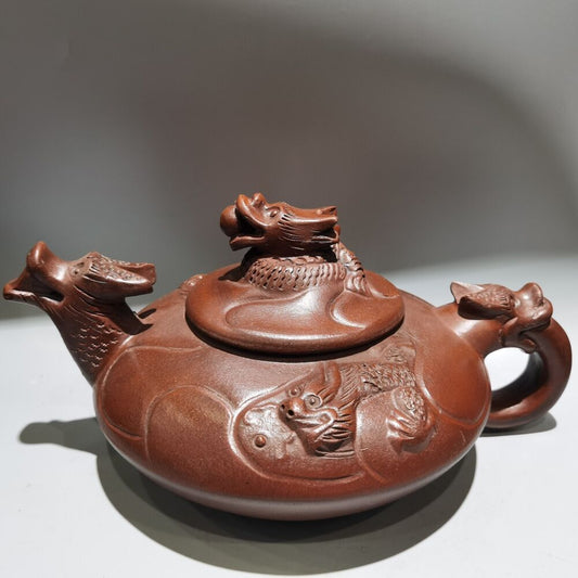 Chinese Yixing Zisha Clay Handmade dragon Exquisite Teapot 品名：鱼化龙壶 低款：大清光绪宫廷御制