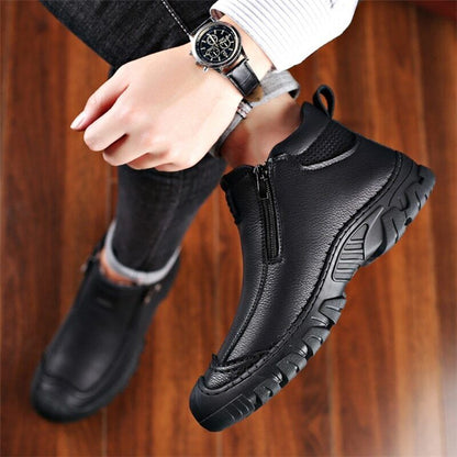 Men Winter Boots Leather Sneakers Warm Men's Boots Outdoor Hiking Boots Shoes