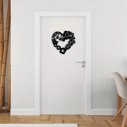 Metal Heart Garland Sign Metal Wall Decor, Black Modern Beautiful Heart