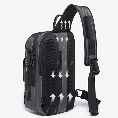 Men's Sling Backpack Oxford cloth Waterproo Crossbody Bags USB Charging Port