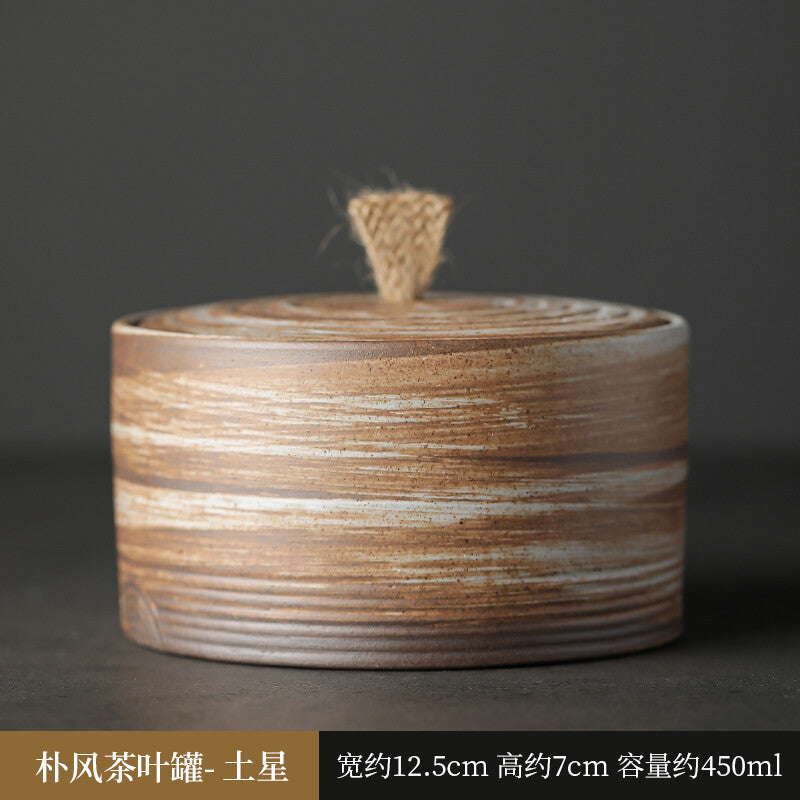 Coarse Pottery Tea Jar Sealed Jar Ceramic Household Tea Storage Box Storage Jar