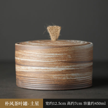 Coarse Pottery Tea Jar Sealed Jar Ceramic Household Tea Storage Box Storage Jar