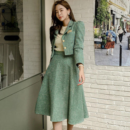 Women Office Outfit Lady Single Short Blazer Coat Suit Jacket Skirt 2 Piece Sets