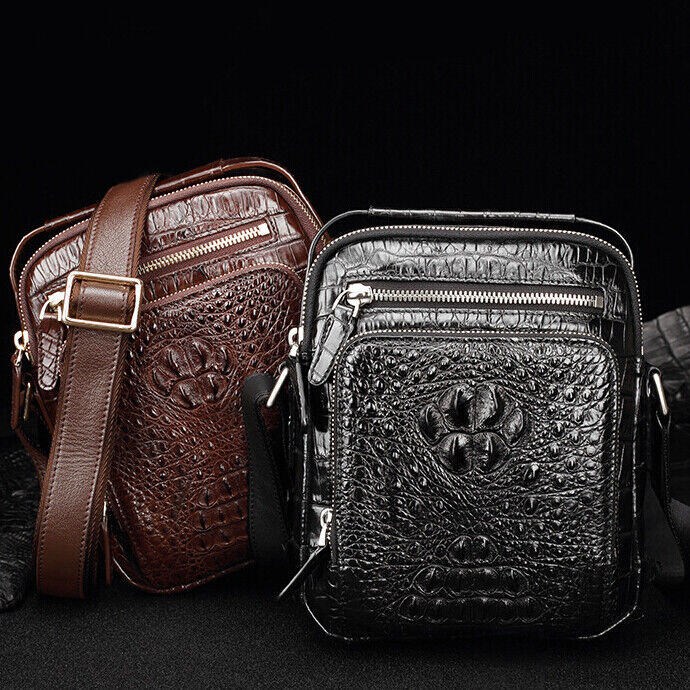 Handcrafted Nile Crocodile Skin Leather Shoulder bag Men's Luxury 8inch Handbags