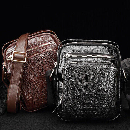 Handcrafted Nile Crocodile Skin Leather Shoulder bag Men's Luxury 8inch Handbags