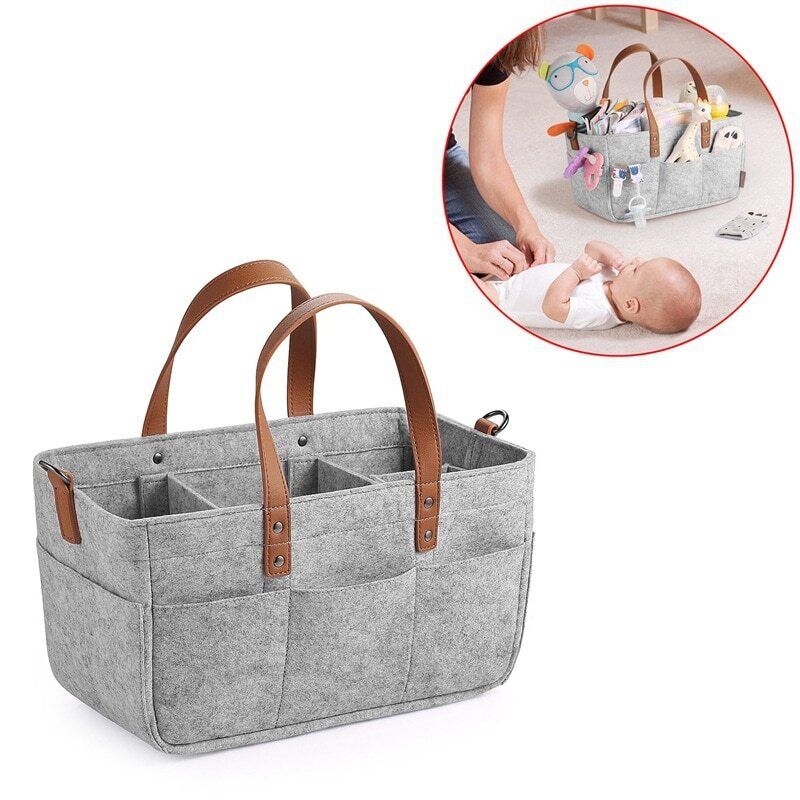 Baby Felt Storage Nursery Basket Bag Handle Nappy Kids Storage Pocket