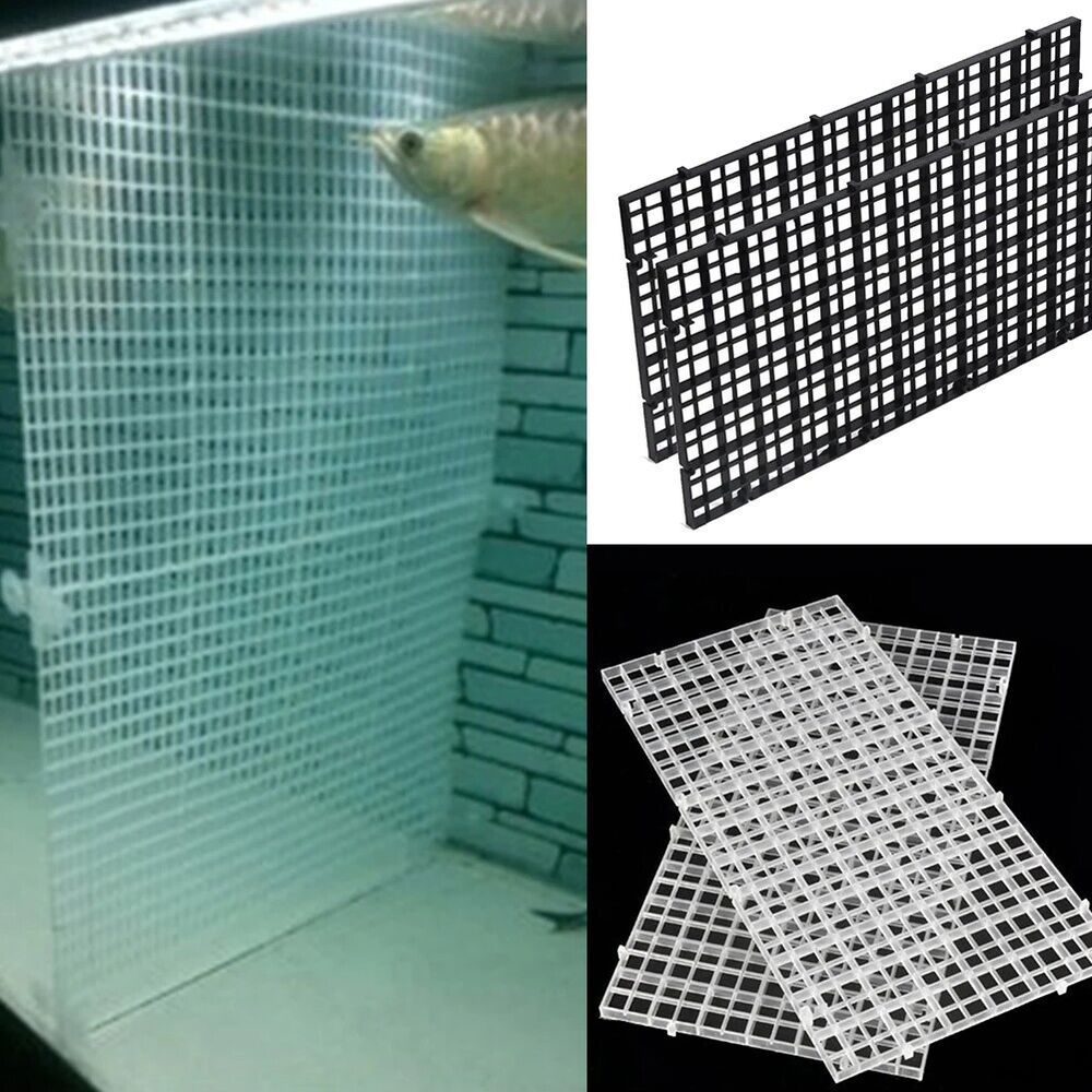Aquarium Filter Net 2Pcs Fish Tank Black Grids Divider Tray Crate Filtering Mesh