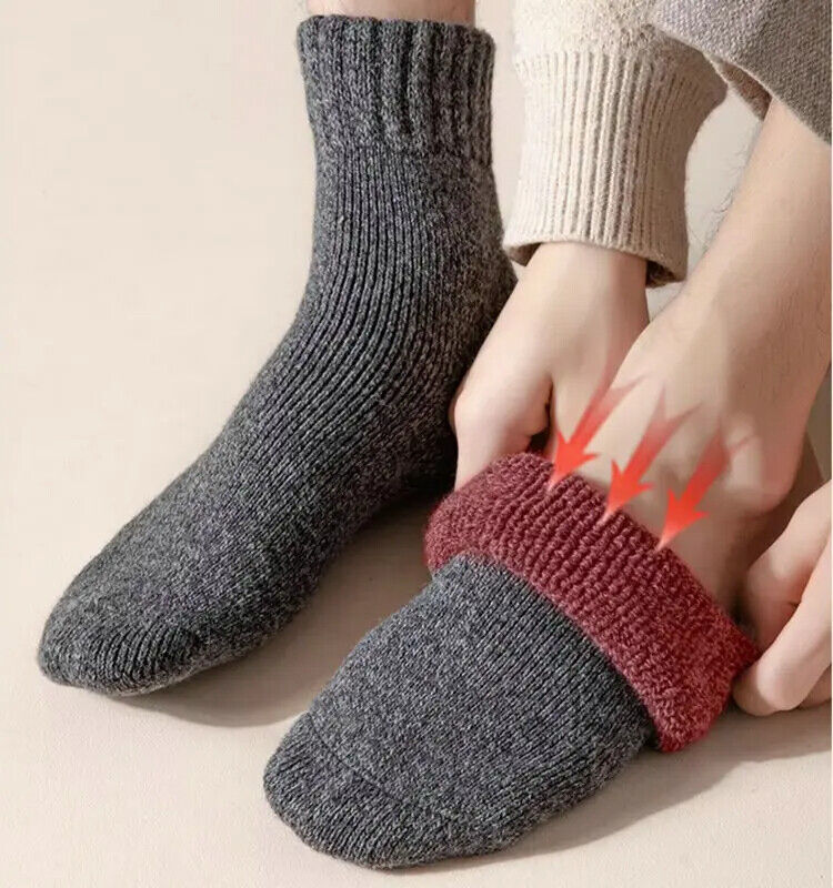 Men Socks 5Pairs Terry Fabrics Winter Woolen Merino Thick Thermal Warm Sportwear