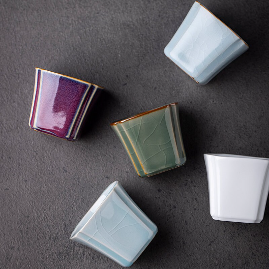 Square Ceramic Teacup Porcelain Tea Cup 50ml