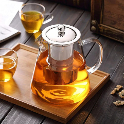 Clear Glass Teapot 20oz stainless steel Infuser Borosilicate Kettle Set Tea Pot
