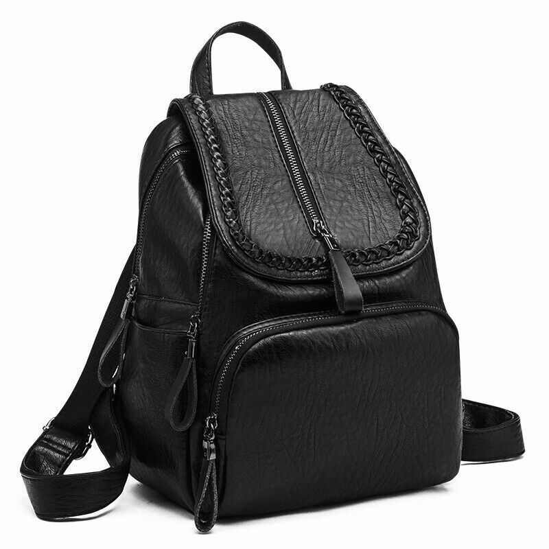 Soft Lambskin Genuine Leather Women's Backpack Shoulder School Bag Retro Rucksac