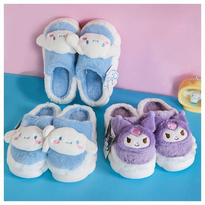 Cinnamoroll Kuromi Plush Doll Slippers Autumn Winter Warm Slippers Home Shoes