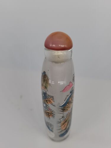 Chinese Old Beijing Glaze Inside Painting Snuff Bottle Painted The Great Wall