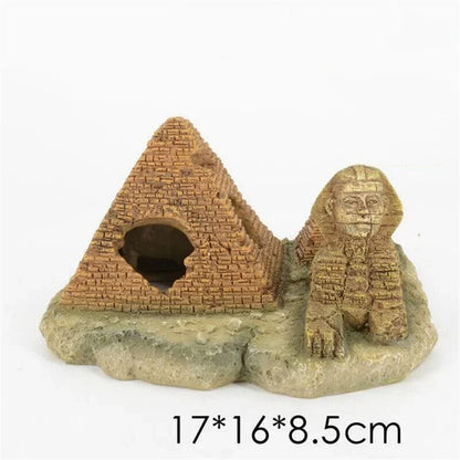 Fish Tank Decorations Resin Pyramid Sphinx Shrimp Residence Aquarium Accessories