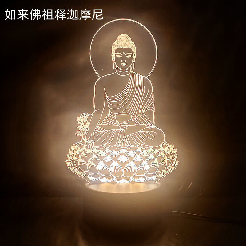 LED Night Light USB Buddha Lamp Shurangama Mantra Heart Sutra Attract Wealth
