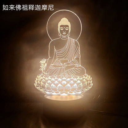 LED Night Light USB Buddha Lamp Shurangama Mantra Heart Sutra Attract Wealth