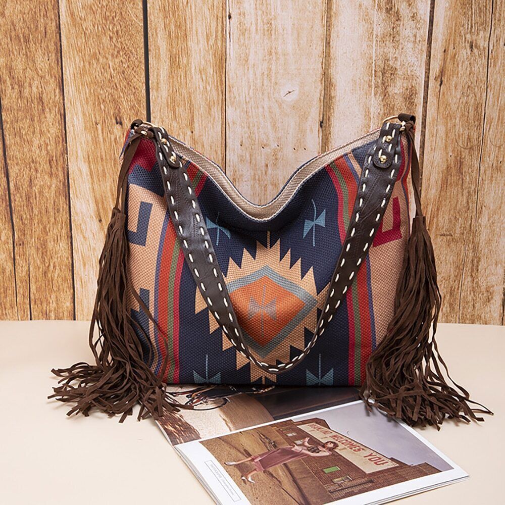 Woman Bags Female Handbag Hand Canvas Linen Shoulder Crossbody Bags Tassel