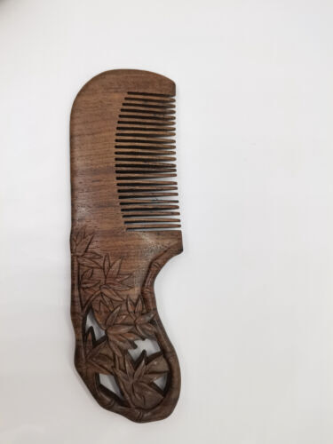 Old Chinese Antique Wood Hand Carved Wooden Statue Comb Makeup Tools Women Girl