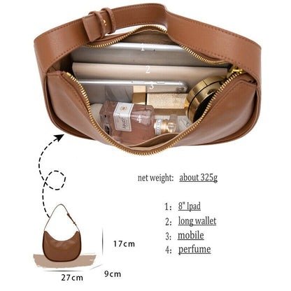 Women's Leather Shoulder Crossbody Bag Message Half Moon Tote Bags Handbags