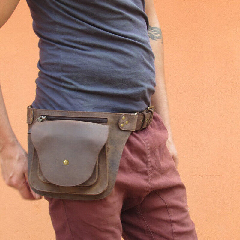 Medieval Faux Leather Waist Bag Steampunk Hip Pocket Outdoor Travelling