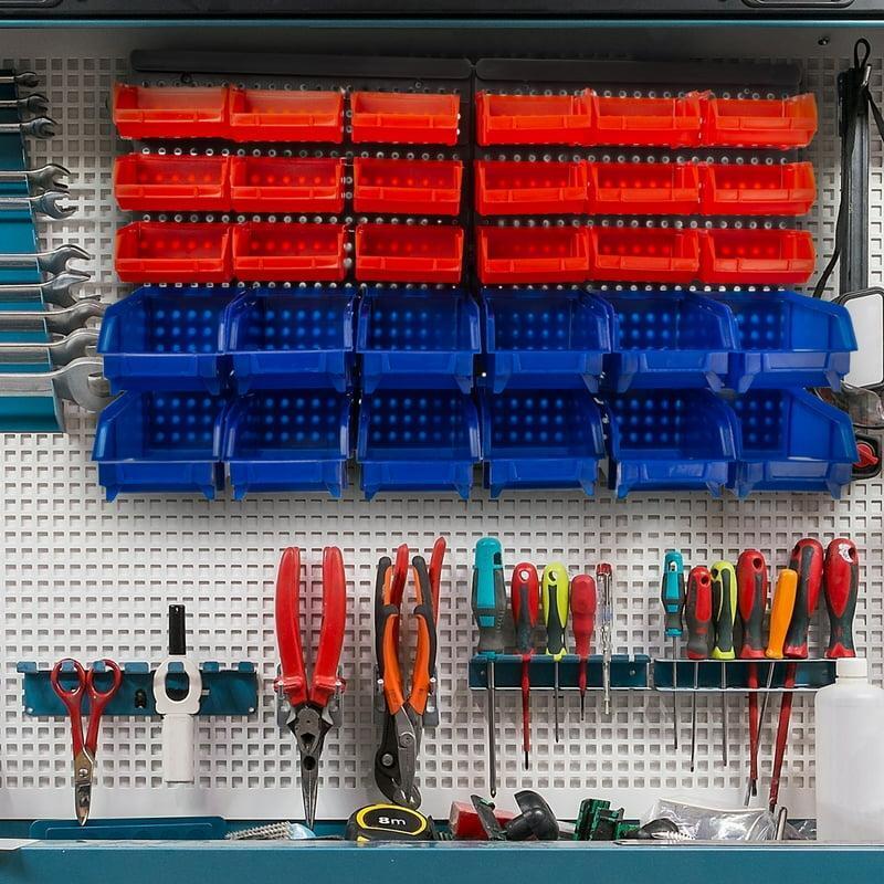 30-compartment Garage Storage Bins (red/blue)