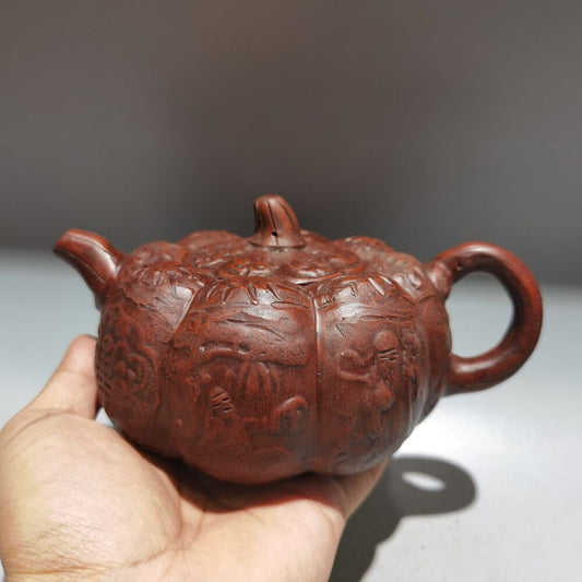 Chinese Yixing Zisha Clay Handmade Kung Fu Tea Exquisite Teapot 品名：南瓜壶 低款：顾景舟