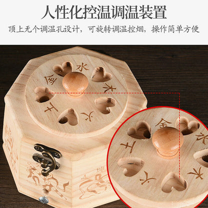 Moxibustion Box Wooden Portable Moxa Pot Whole Body Smokeless Mugwort Box Tool艾灸