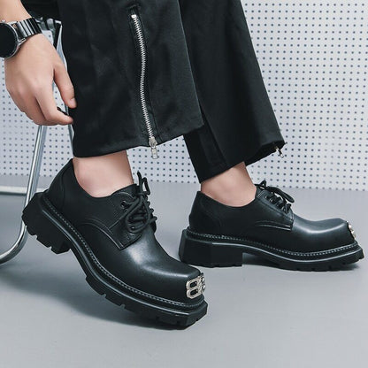Black Loafers Men Shoes Solid Lace-up Size 38-45 Mens Shoes
