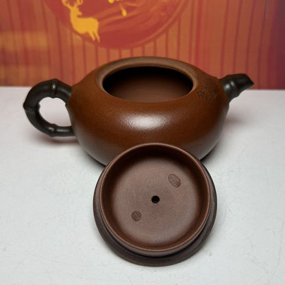 Vintage Chinese Yixing Purple Clay Teapot Zisha Ceremony Ceramic Bamboo Teaware