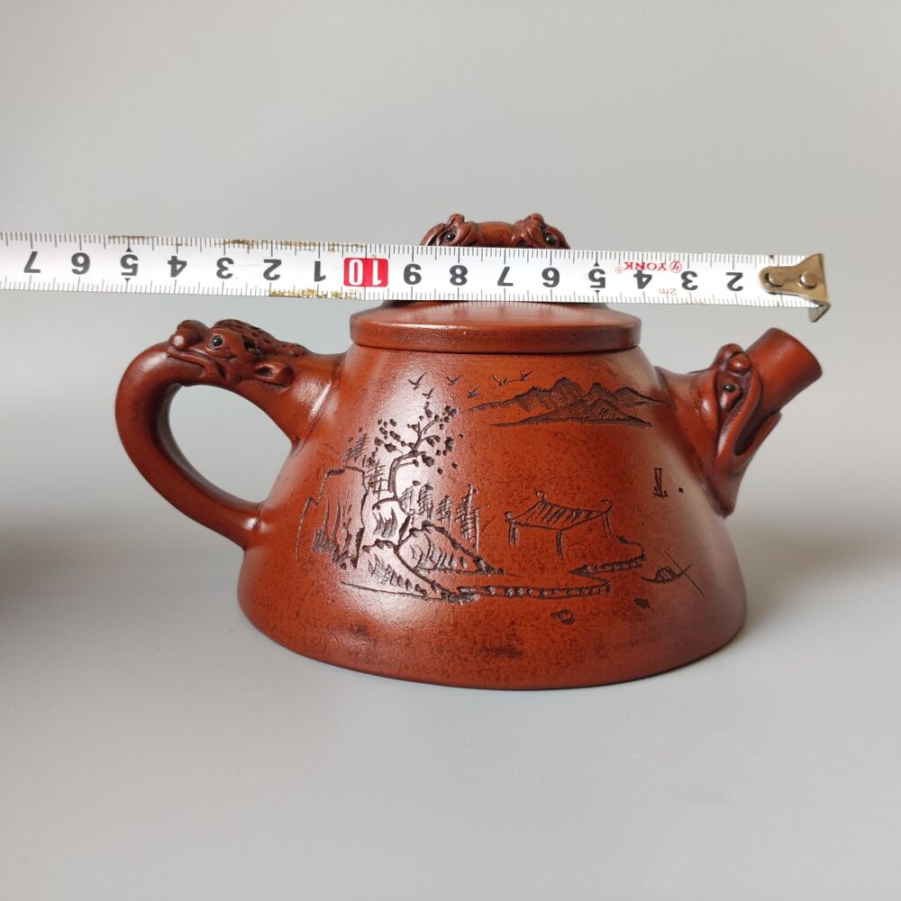 Vintage Chinese Yixing Purple Clay Teapot Zisha Ceremony Carving Collectible Art