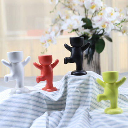 Creative Ceramic Humanoid Statue FlowerPot Succulent Plant Vase Tabletop Planter