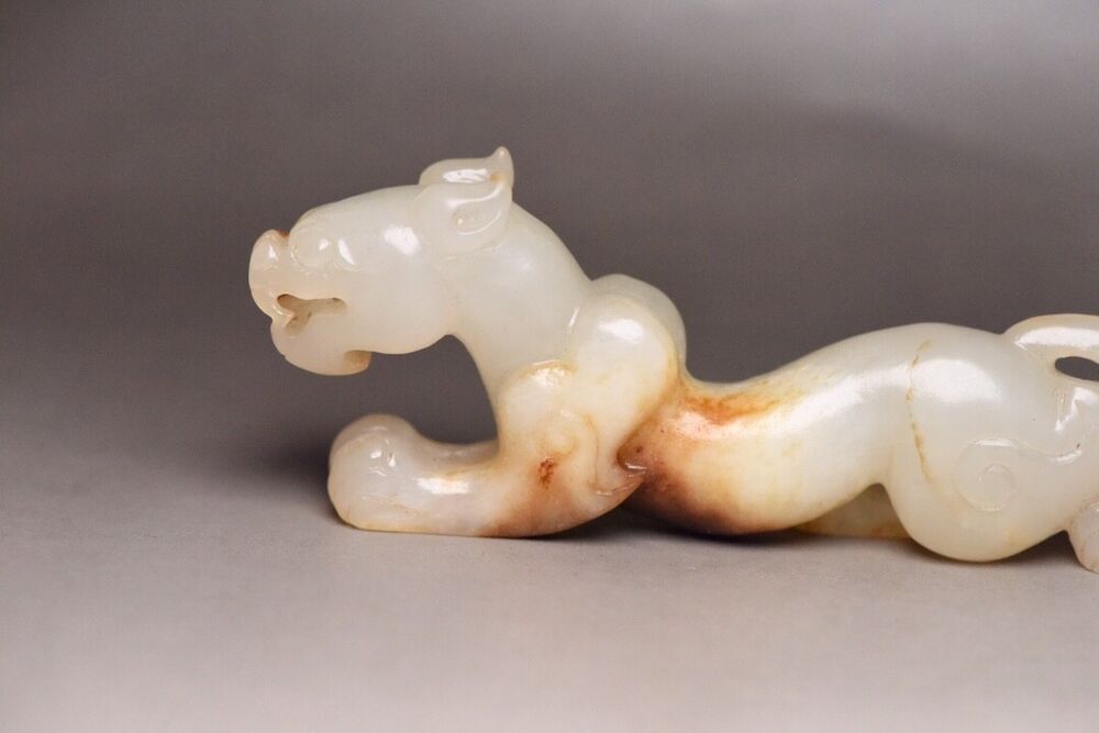 Chinese Hetian Jade Hand Carved Beast Statue Collection Exquisite Figurines Art