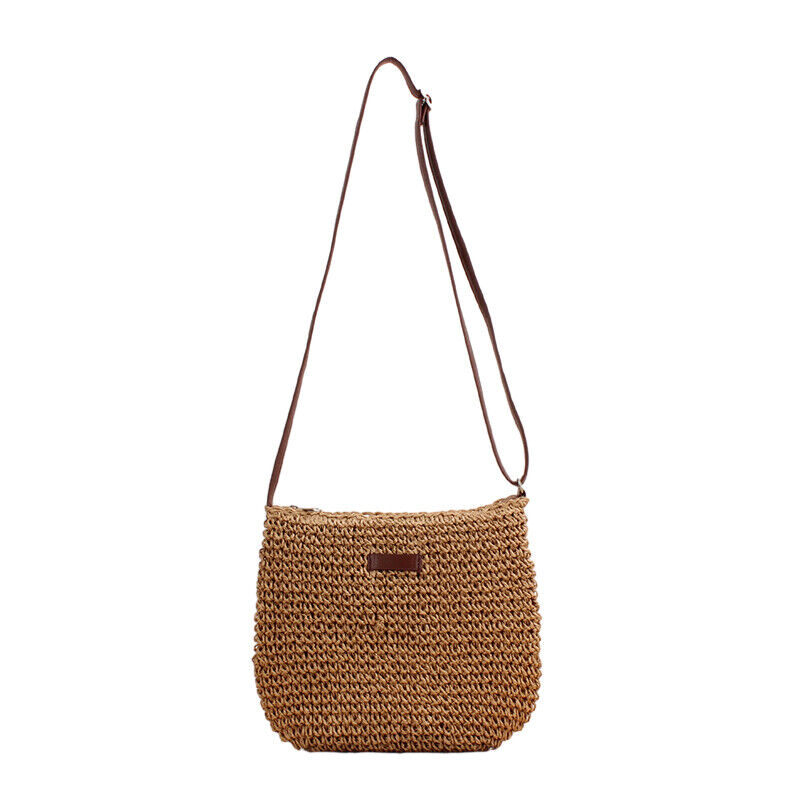 Summer Straw Crossbody Bag Women Beach Holiday Casual Woven Shoulder Handbag