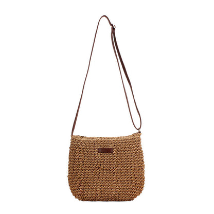 Summer Straw Crossbody Bag Women Beach Holiday Casual Woven Shoulder Handbag