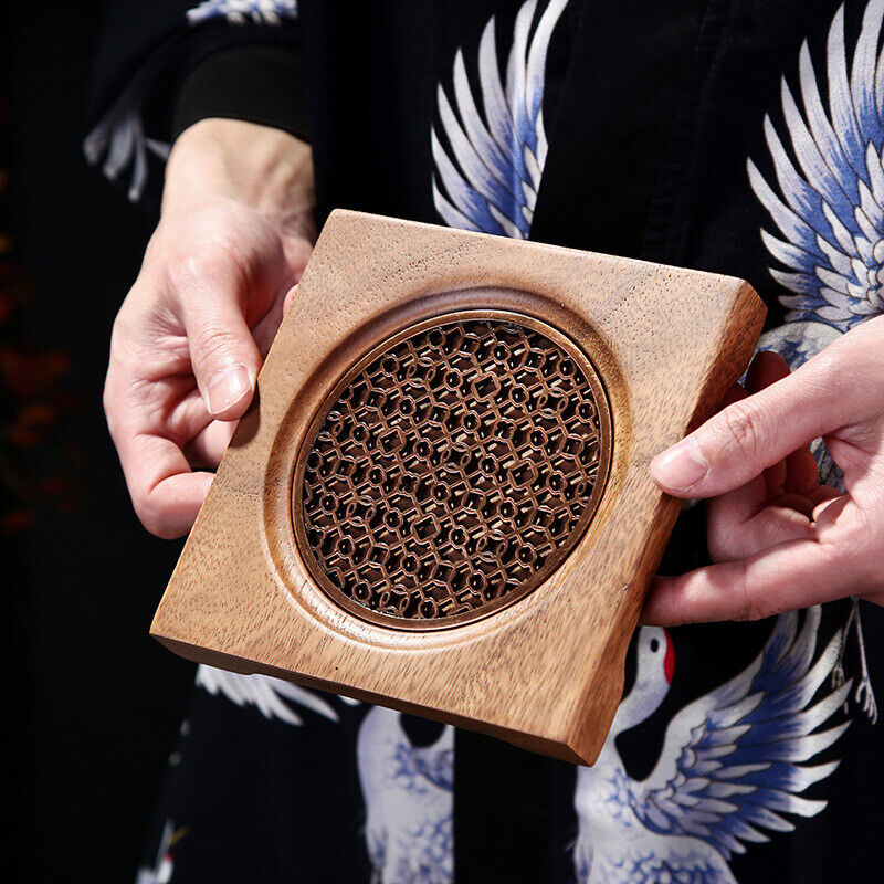 Durable Chinese Square Walnut Wood Tea Mat Coffee Cup Pad Tray Heat Resistant
