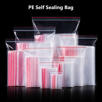 Clear Stand Up 100Pcs/Lot Pouch Plastic Lock Bag Zipper Transparent Food Storage