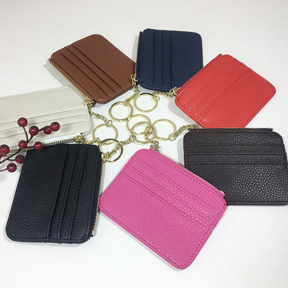 PU Leather Zipper Card Bag ID Card Slot Card Bag Coin Purse Card Case Portable
