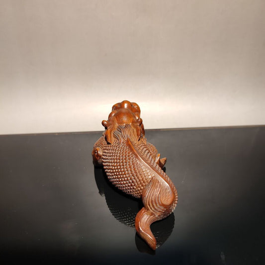 fish dragon figurine wood carving sculpture home decor living room statue gift