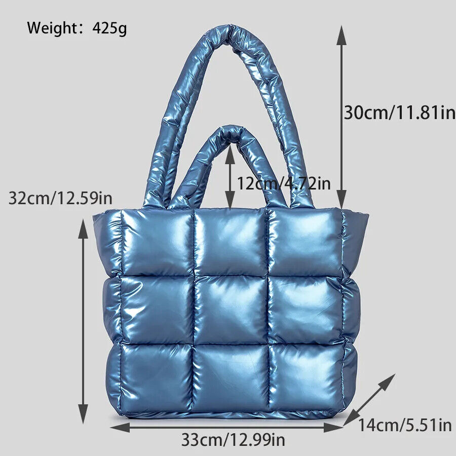 Padded Tote Bag Women Handbags Nylon Down Shoulder Bags Warm Winter Purse