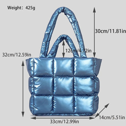 Padded Tote Bag Women Handbags Nylon Down Shoulder Bags Warm Winter Purse