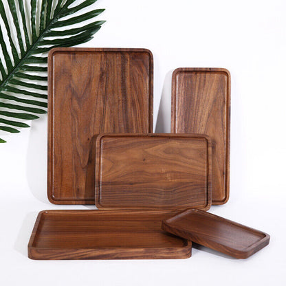 1pcs Wooden Serving Tray Square Plate Tableware Food Tea Server Kitchen Dishes