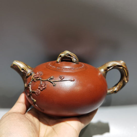Vintage Chinese Yixing Purple Clay Teapot Zisha Ceramic Plum Blossom Teaware Art