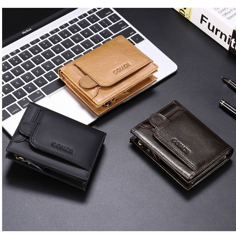 Vintage Genuine Leather Wallet Credit Card Id Holder Zipper Purse RFID Card Bag