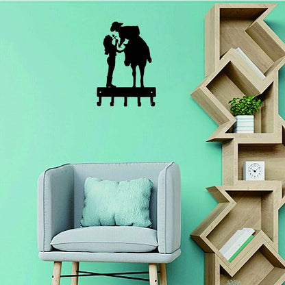 Wall Mounted Hook Up Romantic Couple Key Rack Hanger Metal Pendant Wall Art Home