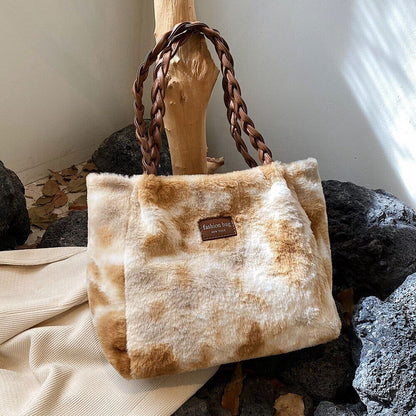 Faux Fur Plush Tote Bags Women Shoulder Bag Shopper Ladies Handbag