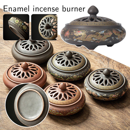 Chinese Incense Burner Ceramic Incense Bowl Indoor Buddhist Home Decor Tearoom