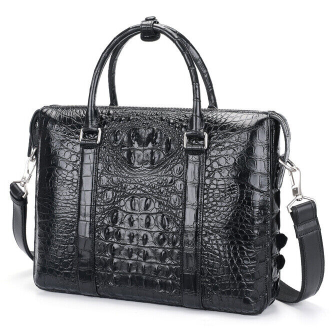Handcrafted Alligator Crocodile Skin Leather Briefcase Men's Business Handbags