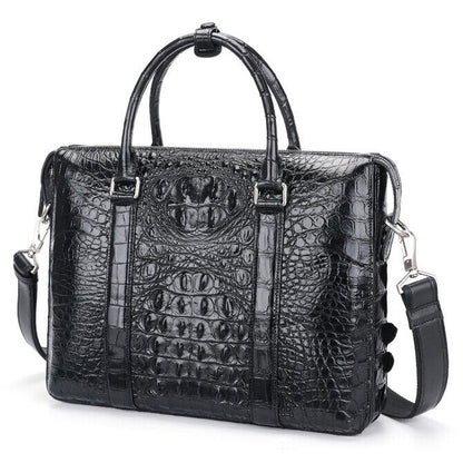Handcrafted Alligator Crocodile Skin Leather Briefcase Men's Business Handbags
