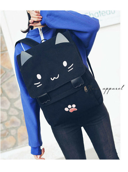 Girl's Canvas Backpack Teenage Rucksack Trip School Bag Women's Cartoon Knapsack